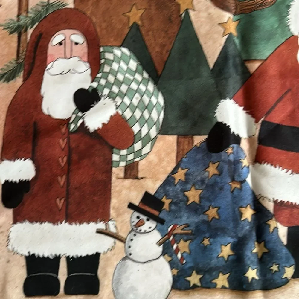 Set of 2 Decorative Christmas Flags Santa Manger Rustic Holiday Trees Peace